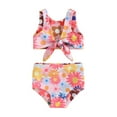 thumbnail image 1 of Bagilaanoe Toddler Baby Girls Swimsuits 2 Piece Bikinis Set Floral Print Tops + Shorts 6M 12M 18M 24M 3T 4T Kids Swimwear Bathing Suit Beachwear, 1 of 7