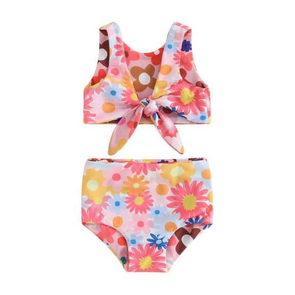 Bagilaanoe Toddler Baby Girls Swimsuits 2 Piece Bikinis Set Floral Print Tops Shorts 6M 12M 18M 24M 3T 4T Kids Swimwear Bathing Suit Beachwear