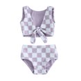 thumbnail image 1 of Bagilaanoe Toddler Baby Girls Swimsuits 2 Piece Bikinis Set Plaid Sleeveless Tops + Briefs 6M 12M 18M 24M 3T 4T Kids Swimwear Bathing Suit Beachwear, 1 of 8