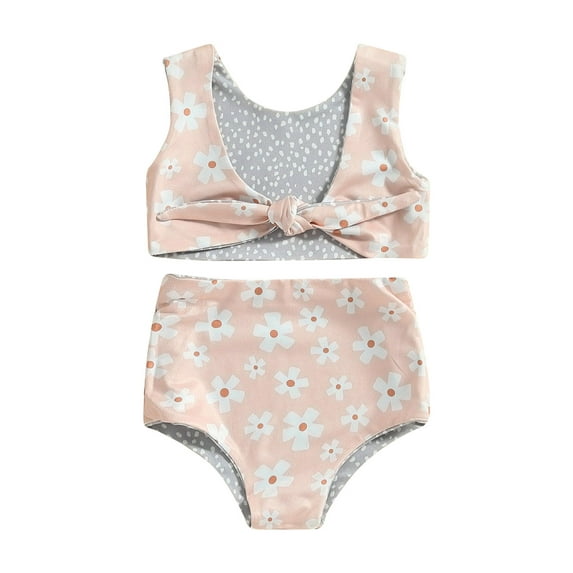 Bagilaanoe Toddler Baby Girls Swimsuits 2 Piece Bikinis Set Print Sleeveless Tankini Tops + Shorts 6M 12M 18M 24M 3T 4T Kids Swimwear Bathing Suit Beachwear