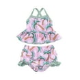 thumbnail image 1 of Bagilaanoe Toddler Baby Girls Swimsuits 2 Piece Bikinis Set Print Vest Tops + Shorts 6M 9M 12M 18M 24M 3T Kids Swimwear Bathing Suit Beachwear, 1 of 7