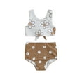 thumbnail image 1 of Bagilaanoe Toddler Baby Girls Swimsuits 2 Piece Bikinis Set Sleeveless Vest Tops + Flower Print Briefs 6M 12M 18M 24M 3T 4T Kids Swimwear Bathing Suit Beachwear, 1 of 8