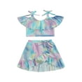 thumbnail image 1 of Bagilaanoe Toddler Baby Girls Swimsuits 2 Piece Bikinis Set Tie-dye Print Sleeveless Camisole Tops + Ruffled Beach Skirt 6M 12M 18M 24M 3T 4T Kids Swimwear Bathing Suit Beachwear, 1 of 8