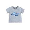 thumbnail image 1 of Bagilaanoe Toddler Baby Summer T-Shirt American Boy Girl Letter Cartoon Letter Print Short Sleeve Tops, 1 of 7