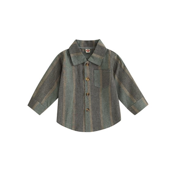 Bagilaanoe Toddler Boy Shirt Casual Striped Print Long Sleeve Tops with Pocket 12M 18M 24M 3T 4T 5T Kids Fall Clothes
