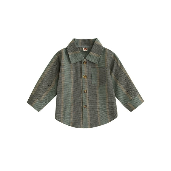 Bagilaanoe Toddler Boy Shirt Casual Striped Print Long Sleeve Tops with Pocket 12M 18M 24M 3T 4T 5T Kids Fall Clothes
