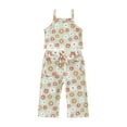 thumbnail image 1 of Bagilaanoe Toddler Little Girl Ribbed Floral Clothes Crop Top Sleeveless T-Shirt Tops Long Pants 1T 2T 3T 4T 5T 6T Cute Summer Clothing Sets, 1 of 7