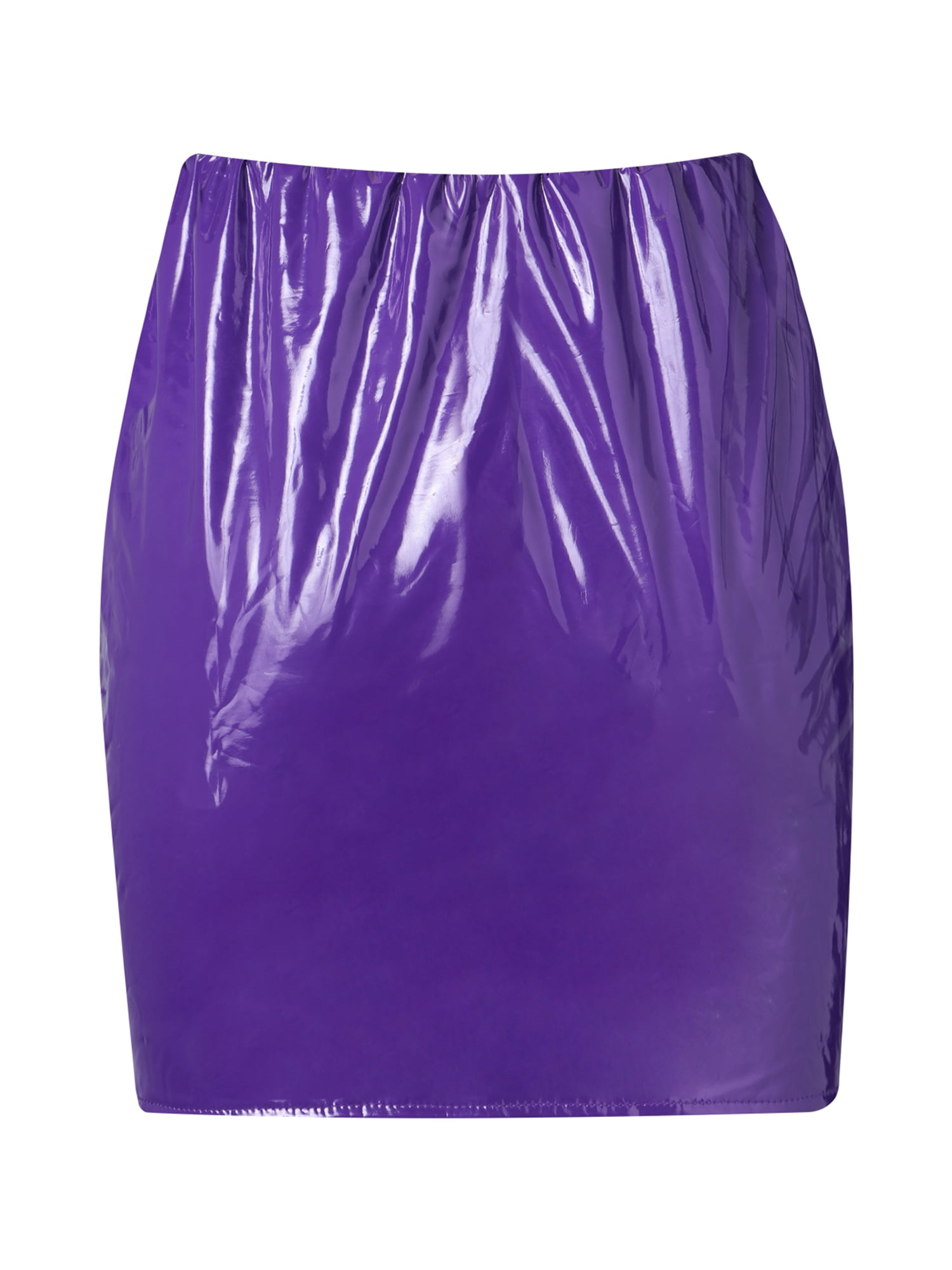 Bagilaanoe Women Neon Leather Bodycon Mini Skirt Shiny Liquid Metallic ...
