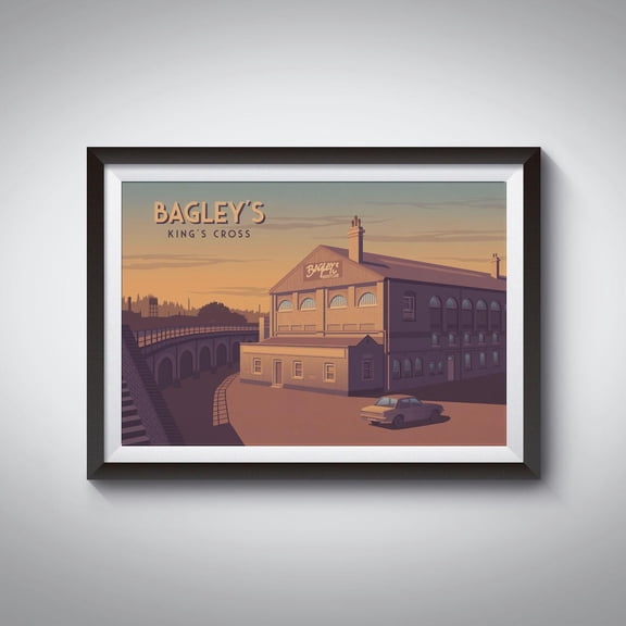 Bagleys Nightclub London Kings Cross 90S Rave Venue Art, Unframed Canvas 8x10in