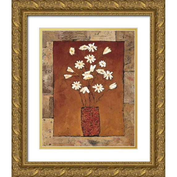 Bagnato, Judi 12x14 Gold Ornate Wood Framed with Double Matting Museum Art Print Titled - Blooms in Border IV