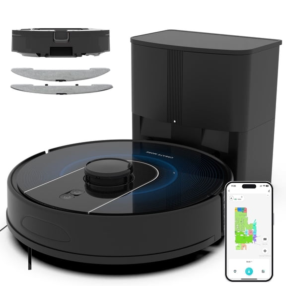 Bagotte Robot Vacuum and Mop, Robot Vacuum Self Emptying, 6000Pa Powerful Suction, 90-Day Hands-Free, Advanced Smart Mapping, LiDAR Navigation Robotic Vacuum for Pet Hair, Dust, Carpet, WiFi/App/Alex