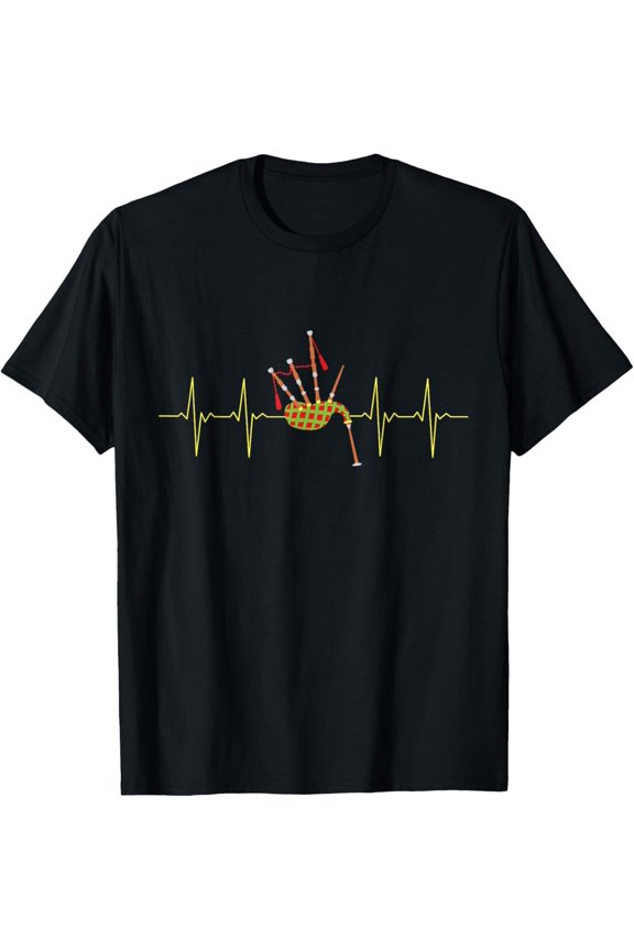 Bagpipe Heartbeat Bagpipe Player Gift T-Shirt