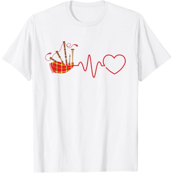 Bagpipe Heartbeat Bagpiper Bagpipe Player Scottish Musician T-Shirt