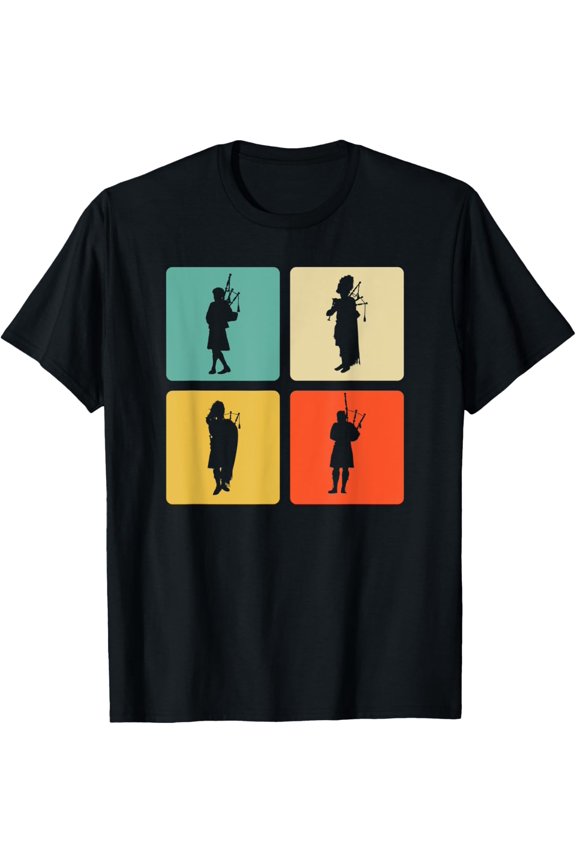 Bagpiper Retro Bagpipe Silhouette for Bagpipe Player T-Shirt