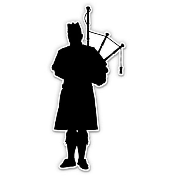 Bagpiper Silhouette Scottish - 3" Vinyl Sticker - For Car Laptop Water Bottle Phone - Waterproof Decal