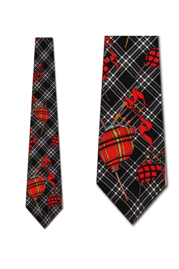 Bagpipes on Plaid Necktie Mens Tie
