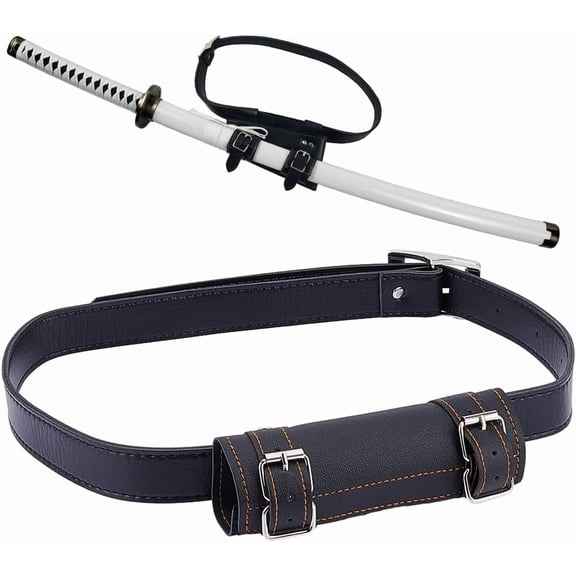 Bags 44.09×1.02 Inch PU Leather Belt and 8.15×5.94 Inch Scabbard Swords Carry Case Leather Storage Bag Medieval Knight Back Scabbard for Role Playing Cosplay Black
