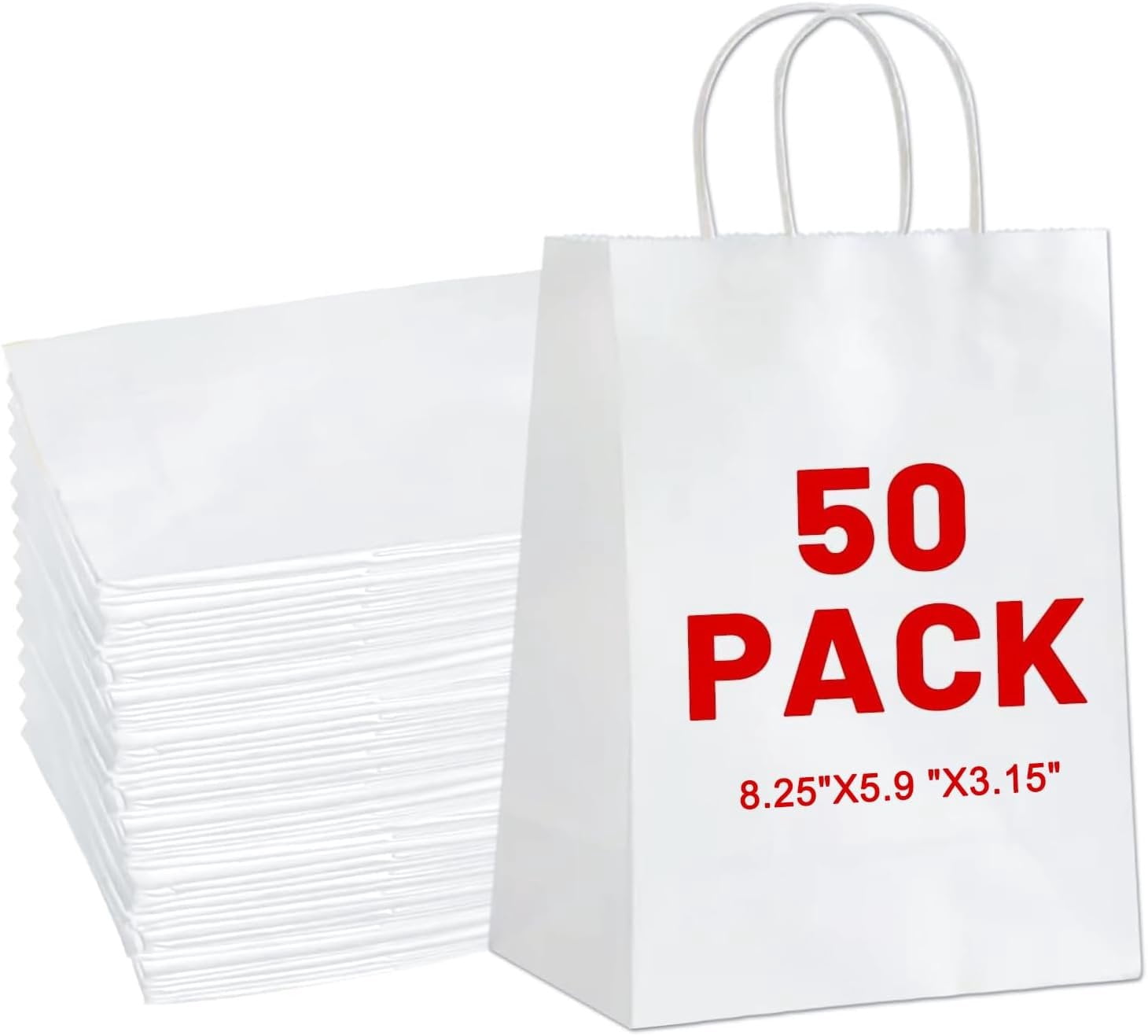 Bags 8.25"x5.9 "x3.15" 50 count Paper Bags with Handles, paper Bags for ...