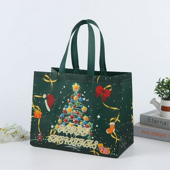 Bags, Christmas Tote Bags with Handles for Shopping, Reusable Christmas Tote Bags Nonwoven Christmas Bags New Year's Shopping Bag,Christmas Party Supplies Decorations, Reusable Gift Bags