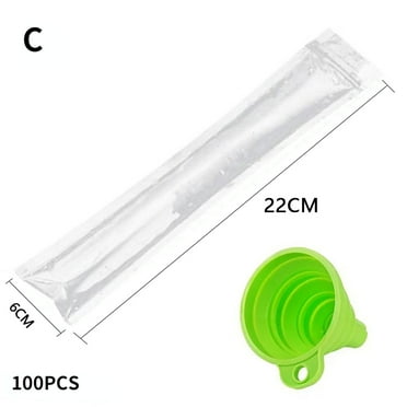 Bags Disposable DIY Ice Pop Molds Bags with Foldable Funnel Free Zip-Top Ice Popsicle Pouch for Yogurt Ice Candy or Freeze Pops