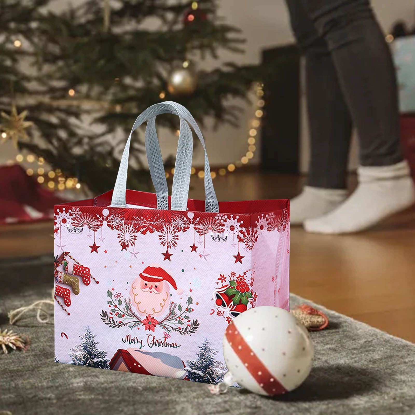 Bags Reusable Christmas Tote Bags With Handles Christmas Bags Silicone Bake Sheet Pie Crust