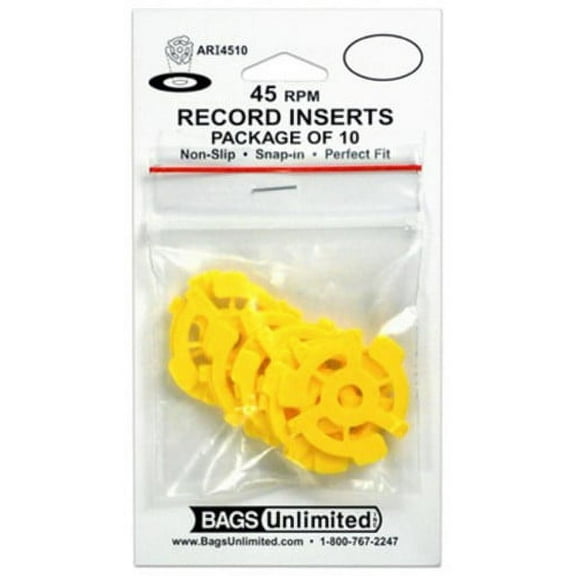 Bags Unlimited ARI4510 - 7 Inch 45 RPM Record Inserts, Yellow, 10 Total Count