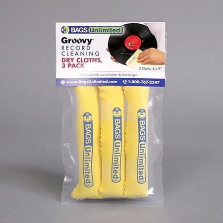 Bags Unlimited ASA-2D - Groovy Record Cleaning Cloth 3 Pk - Microfiber (Yellow) [VINYL ACCESSORIES]