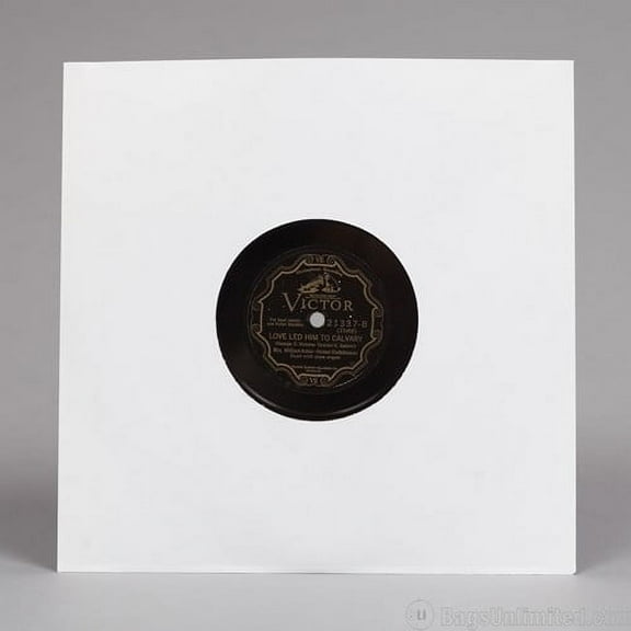 Bags Unlimited S10W - 10 Inch 78 RPM Paper Record Sleeves - 50 Count (White)  [BAGS / SLEEVES] Large Item Exception