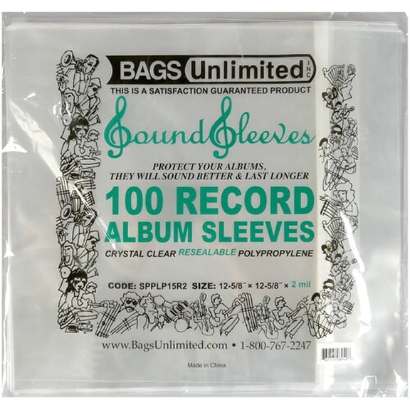 Bags Unlimited SPPLP15R - 12 Inch Record Jacket Sleeve - Resealable - 100 Count Clear