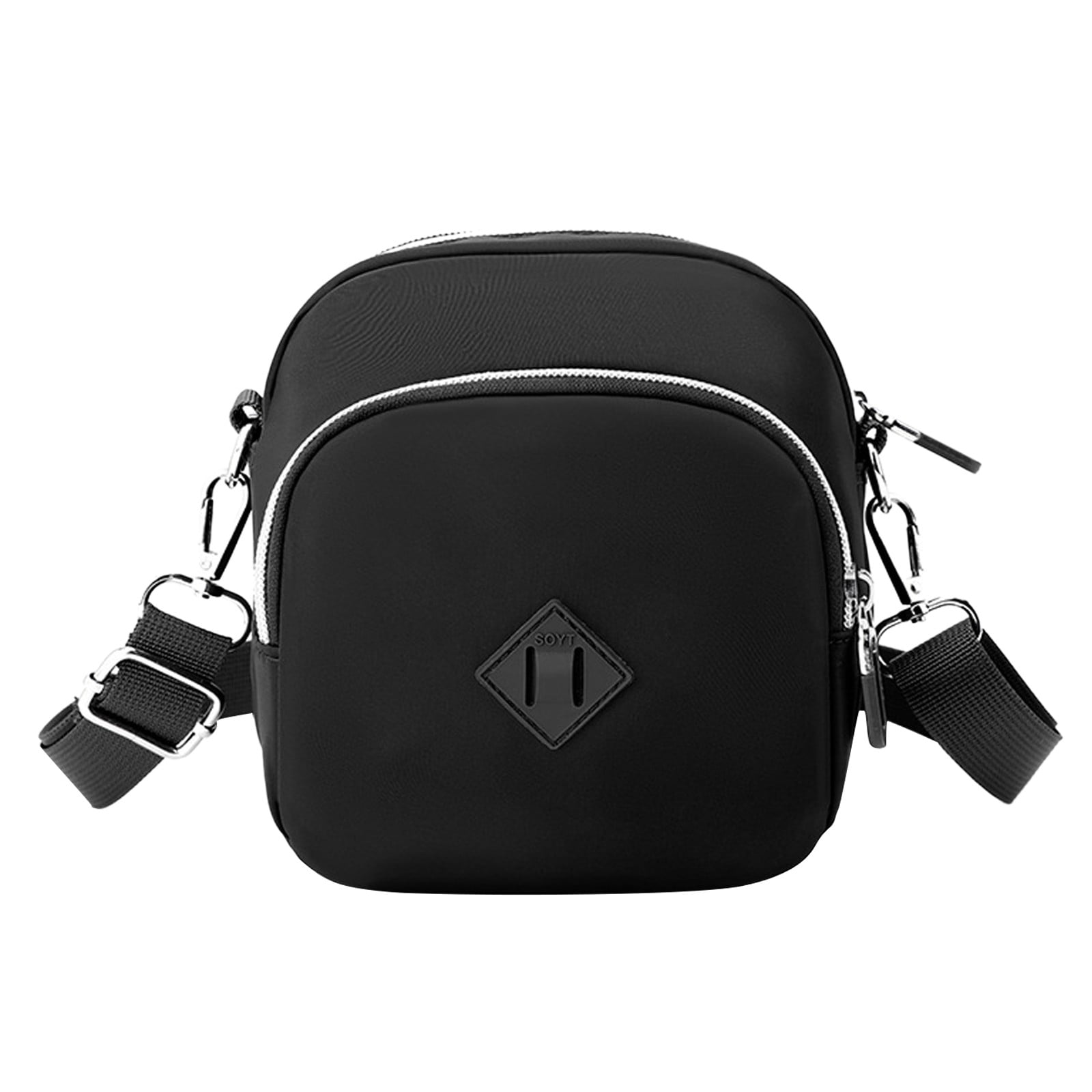 Black Soft Leather Crossbody Bags With 2 Wide Patterned Straps, Fanny Pack  Shoulder Bag, Sling Bag Women, Leather Bag Travel, Smartphone Bag 