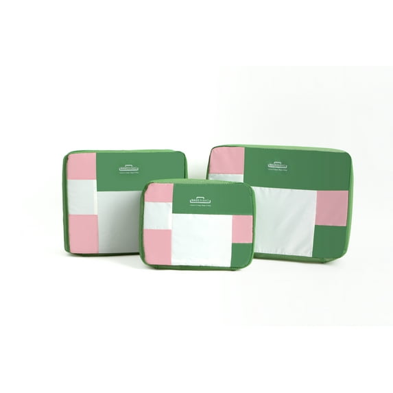 Bags in Bag Multi Size Colorful 3 Set Mesh Travel Organizer Packing Cubes | Green Pink White