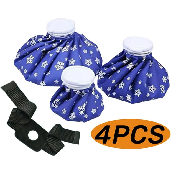 Bags of Ice for Injuries Reusable Bagged Ice for Hot Cold Therapy and Pain Relief with Elastic Breathable Support Wrap 4 Packs 3 Sizes