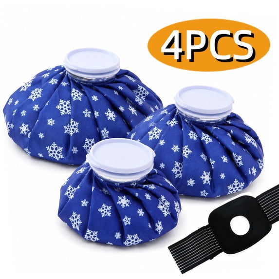 Bags of Ice for Injuries Reusable Bagged Ice for Hot Cold Therapy and Pain Relief with Elastic Breathable Support Wrap 4 Packs 3 Sizes