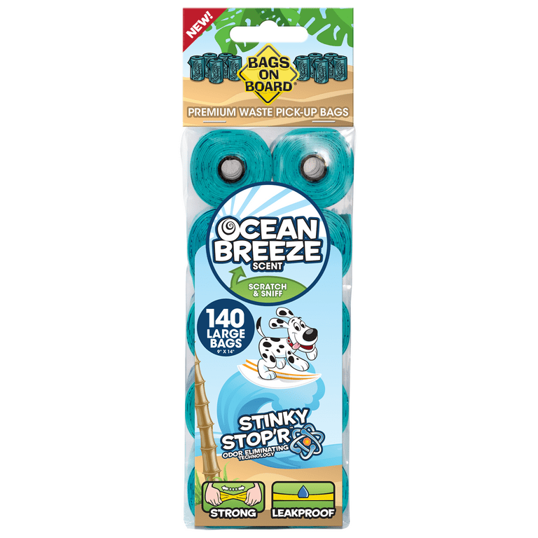 Bags On Board Ocean Breeze Scented Dog Waste Bags, 140pc
