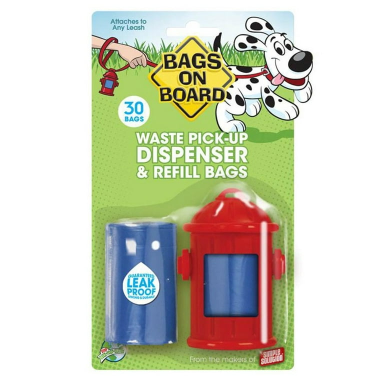 Bags on Board Dog Poop Waste Bag Dispenser and 30 Refill Bags RED