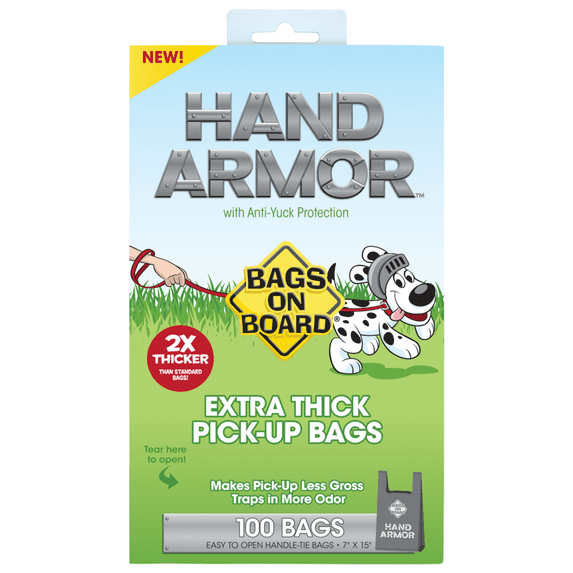 Bags on Board Extra Thick Gray Hand Armor Dog Poop Bags 7"x15" - 100 Ct.