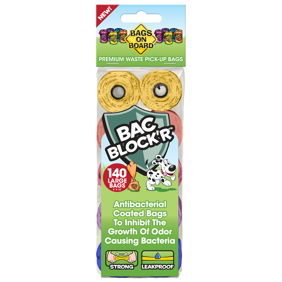 Bags on Board Premium Waste Pick Up Bags for Dogs - 9 x 14 in. - Unscented - Assorted Colors - 140 Count