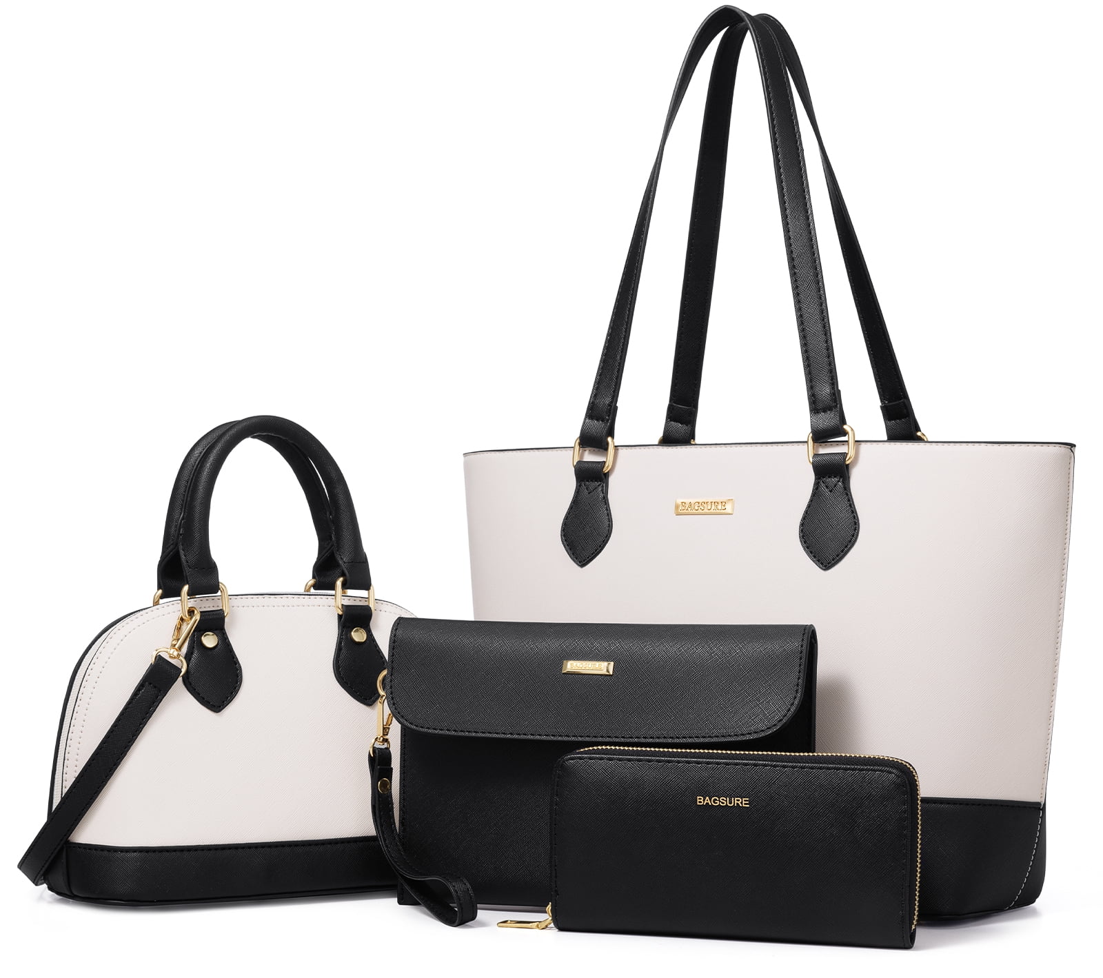Bagsure Women Handbags Fashion Tote Shoulder Bags Casual Crossbody Bags for Women Satchel Purse Set 4pcs