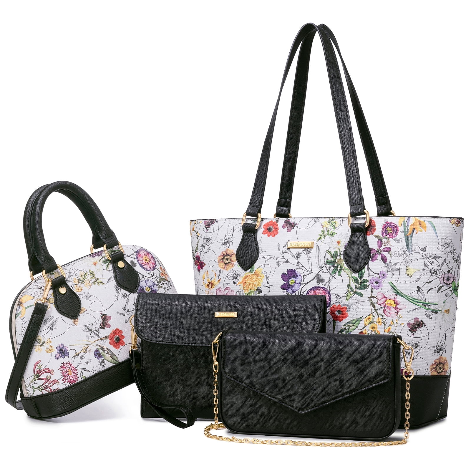Bagsure Women Handbags Fashion Tote Shoulder Bags Casual Crossbody Bags for Women Handbag Set 4pcs