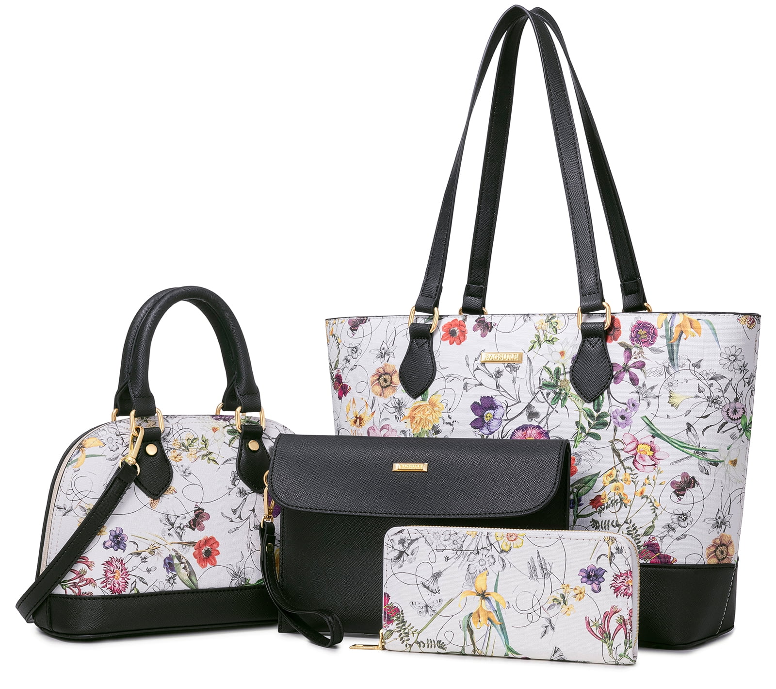 Bagsure Women Handbags Fashion Tote Shoulder Bags Casual Crossbody Bags for Women Satchel Purse Set 4pcs