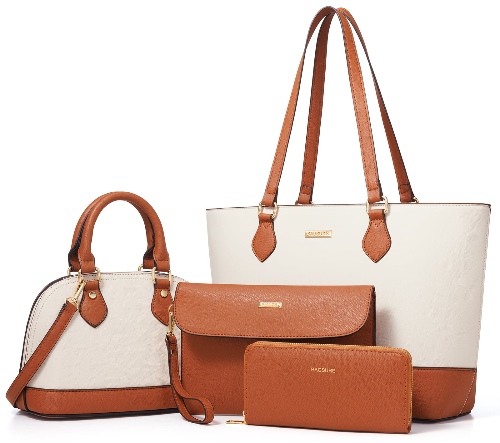 Bagsure Women Handbags Fashion Tote Shoulder Bags Casual Crossbody Bags for Women Satchel Purse Set 4pcs
