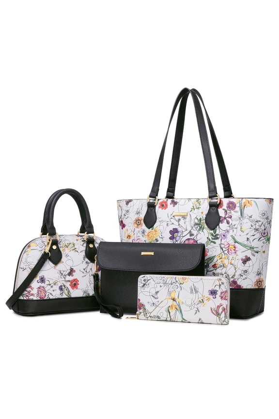 Women Handbags Set 4pcs Purses for Women Tote Bags Satchel Shoulder Bag Wristlet Bag Clutch Purse for Women