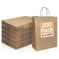 thumbnail image 1 of Bagtron 200 Kraft Paper Bags 12"x9"x15.75" with Twisted Handles for Take-Out, To-Go, Retail Business, Restaurant, Shopping, Craft Gift Bag, 120 GSM, Brown, 1 of 4