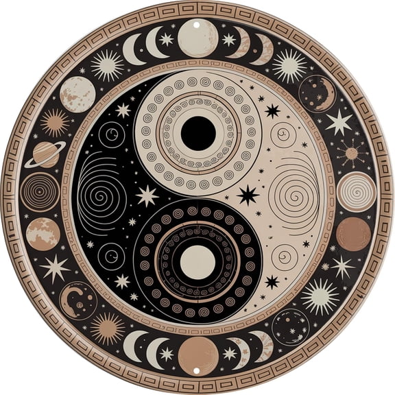 Bagua Diagram Metal Sign 8x8in Round Spiritual Plaque for Meditation Space Wall Decor Zen Gift