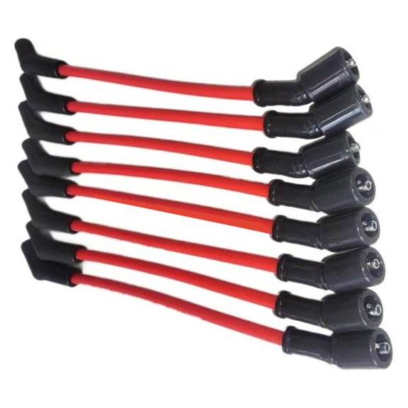 Baguer 10.5Mm Spark Ignition Wire Set, 8-Piece Spiral Wound Silicone High Temp Boots, Red Performance Cables for Engine Upgrade