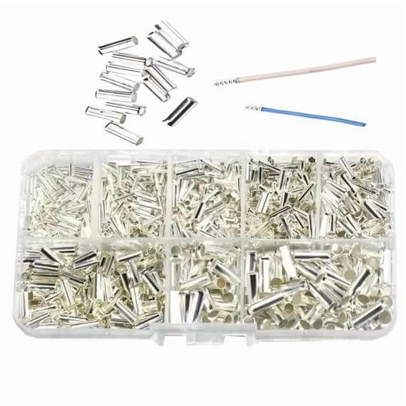 Baguer 1100 Pcs Non-Insulated Wire Ferrules Kit, Tin-Plated Copper Crimp Connectors Terminals for 0.5-10mm Electrical Wiring