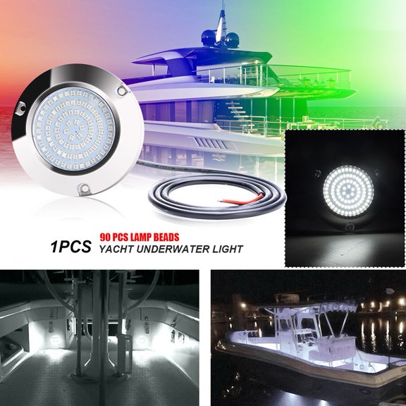 Baguer 1X Led Underwater Marine Light 316 Stainless Steel for Stern Deck Night Fishing Dc10 30V 45W Waterproof Ip68