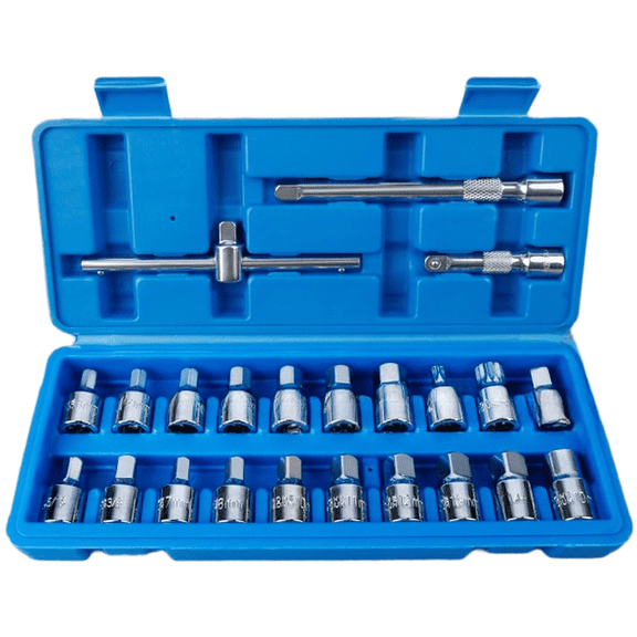 Baguer 23 Piece Oil Pan Drain Connector Socket Wrench Set Chrome Vanadium Steel tool