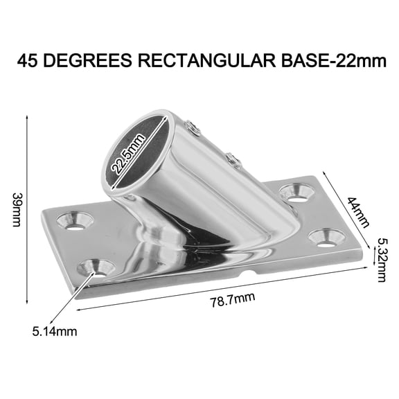 Baguer 316 Stainless Steel Handrail Pipe Base Strong Rectangular Base for Marine Use