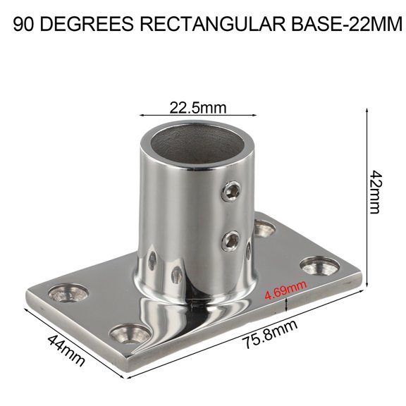 Baguer 316 Stainless Steel Handrail Pipe Base Strong Rectangular Base for Marine Use